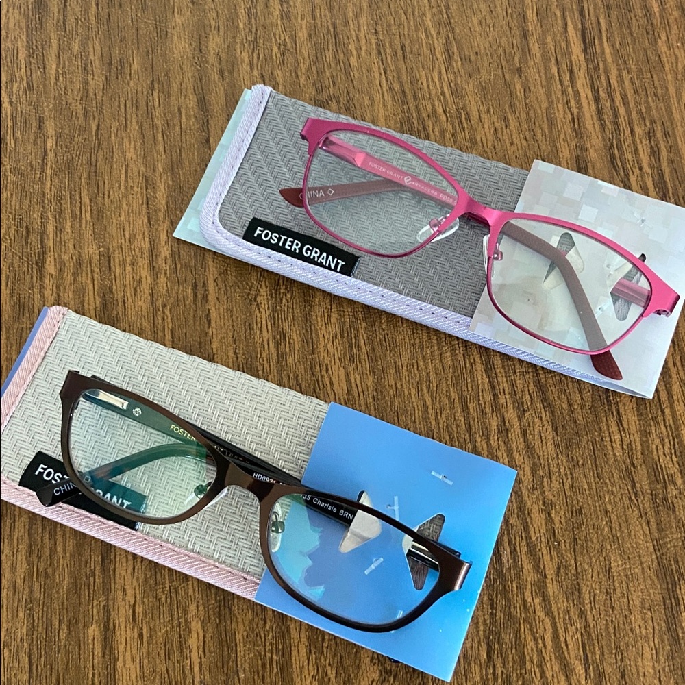 FOSTER GRANT READING GLASSES / 2 pairs +1.00 NWT
